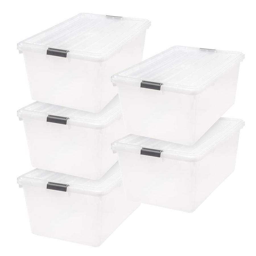 IRIS 5-Pack 17-Gallon (68-Quart) Clear Tote with Latching Lid at Lowes.com