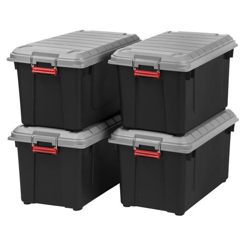 Iris 4 Pack Weather Tight 20 5 Gallon 82 Quart Black Tote With