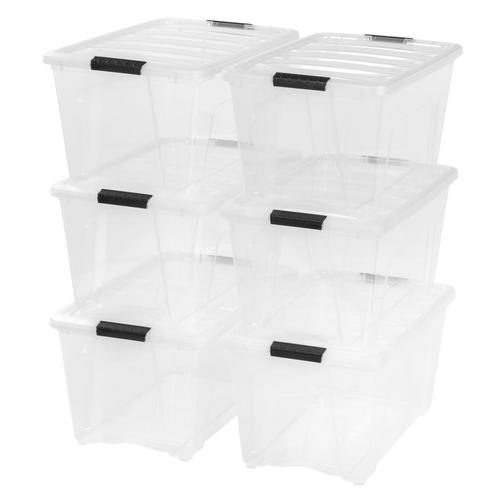 IRIS 6-Pack Stack and Pull 13.25-Gallon (53-Quart) Clear Tote with ...