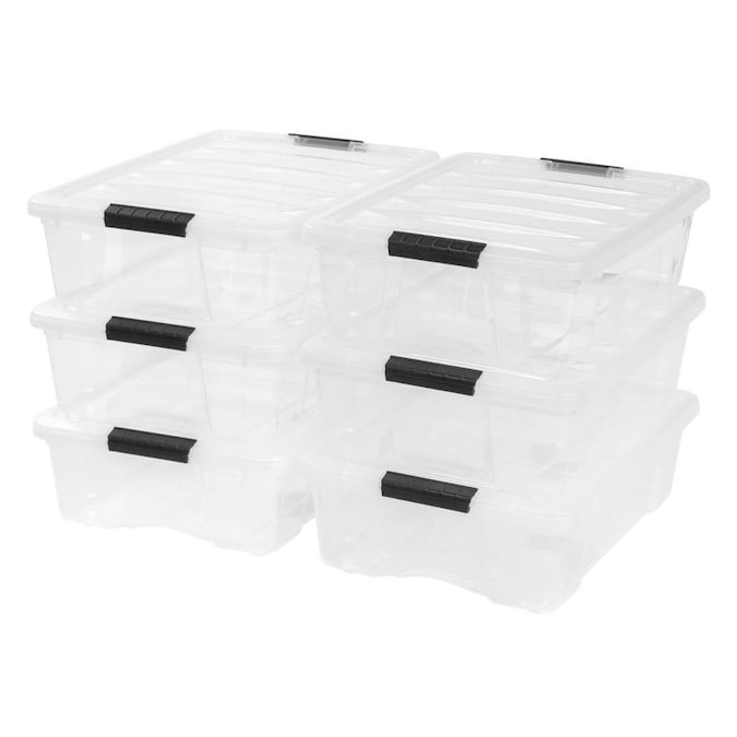 IRIS 6-Pack Stack and Pull 6.5-Gallon (26-Quart) Clear Tote with ...