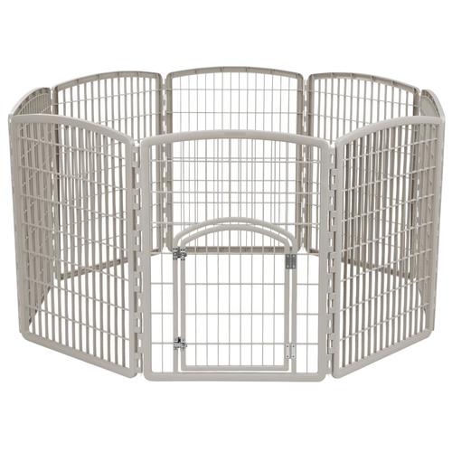 Iris Freestanding Expandable Silver Plastic Pet Gate At
