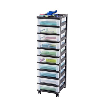 Iris 10 Compartment 10 Drawers Stackable Wheeled Plastic Cart At