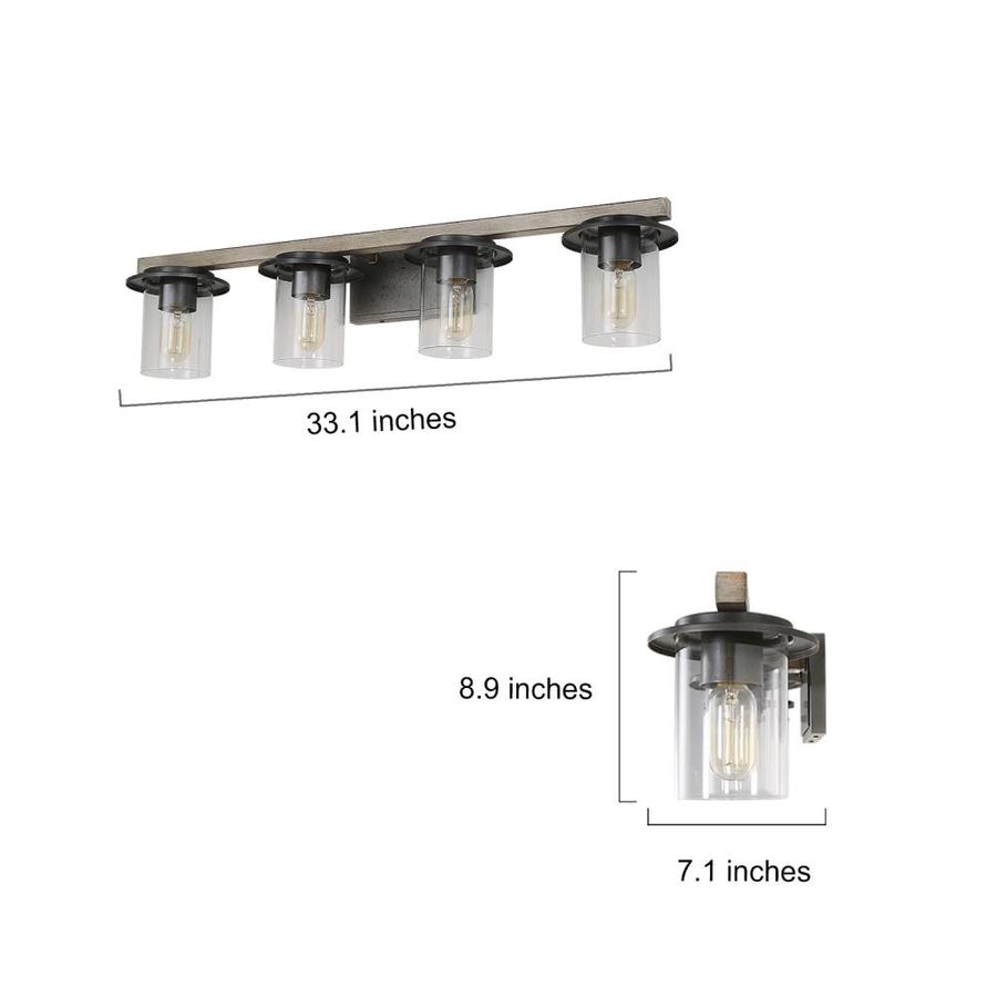 LNC Lapps 4-Light Brown Farmhouse Vanity Light in the Vanity Lights ...