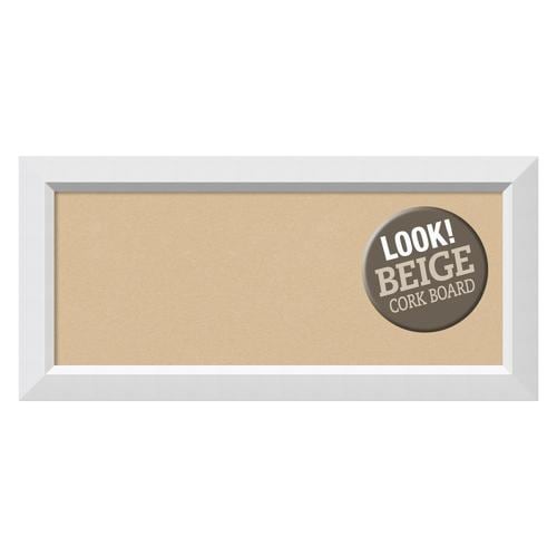 Amanti Art Framed Beige Cork Board Panel, Blanco White Wood in the Memo ...