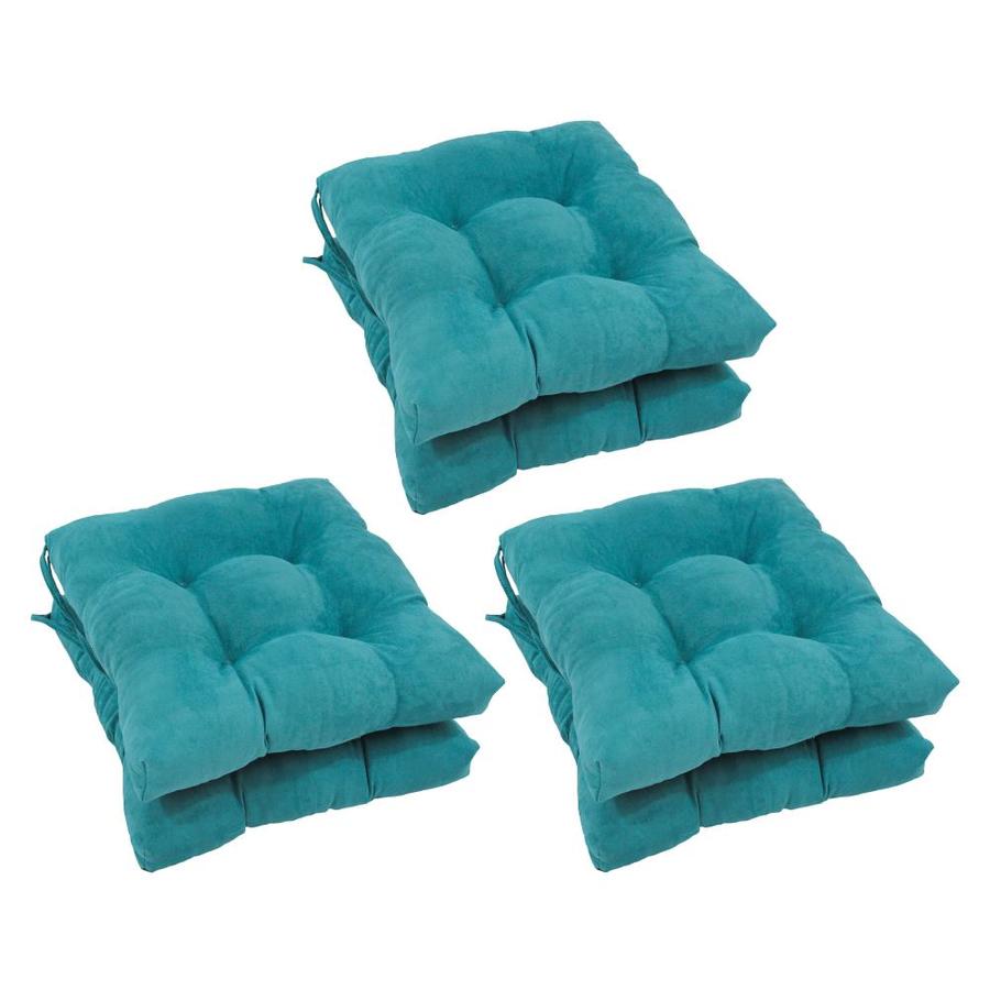 Blazing Needles Aqua Blue Solid Chair Cushion in the Indoor Chair