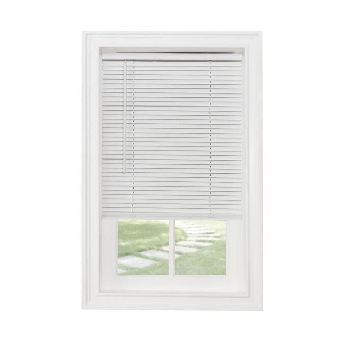 Achim Gii Morningstar 1 In Slat Width 46 X 64 Cordless White Vinyl Light Filtering Mini Blinds The Department At Lowes Achim Gii Morningstar 1 In Slat Width