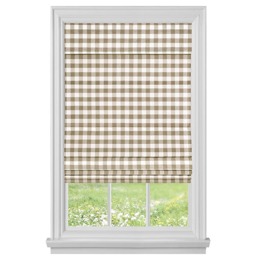 Achim Buffalo Check Roman Shade Taupe Light Filtering Cordless