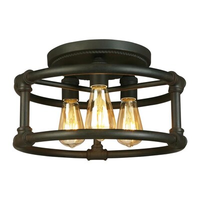 EGLO Wymer 15-in Bronze Transitional Incandescent Semi-flush Mount Light EGLO Wymer 15-in Bronze Transitional Incandescent Semi-flush Mount Light