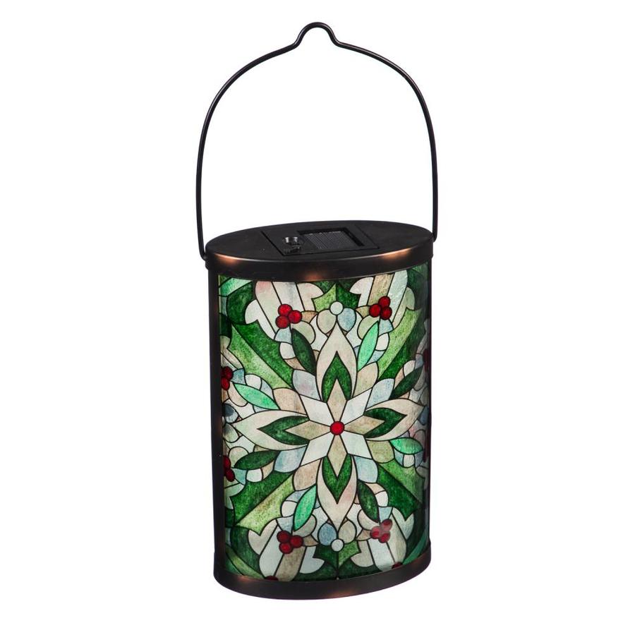 Evergreen 3.8-in x 14.8-in Multi Glass Solar Outdoor Decorative Lantern ...