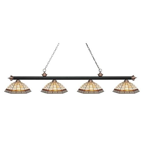 ZLite Riviera Matte Black + Antique Copper Standard Pool Table Lighting in the Pool Table