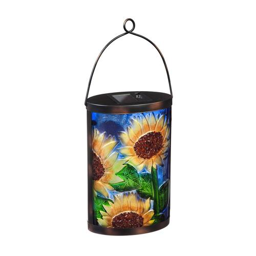 Evergreen 3.8in x 14.8in Multi Glass Solar Outdoor Decorative Lantern in the Outdoor