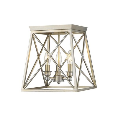 Z-Lite Trestle 11-in Antique Silver Traditional Incandescent Flush Mount Light Z-Lite Trestle 11-in Antique Silver Traditional Incandescent Flush Mount Light