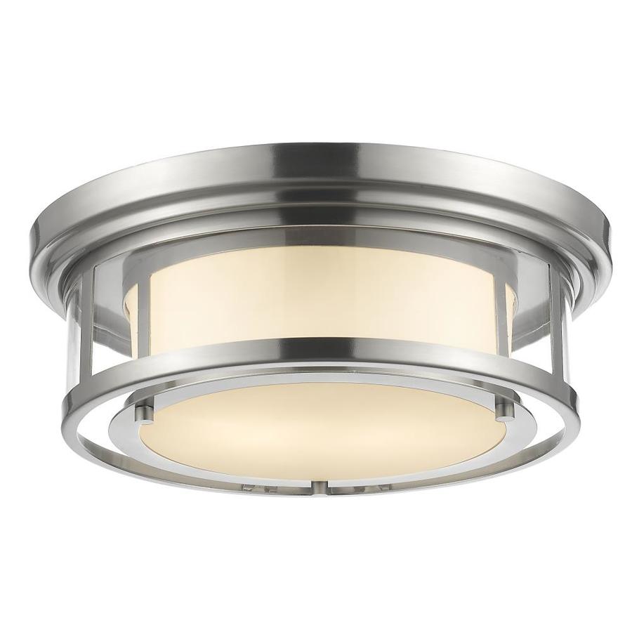 Z-Lite Luna 15.5-in Brushed Nickel Coastal Incandescent Flush Mount ...