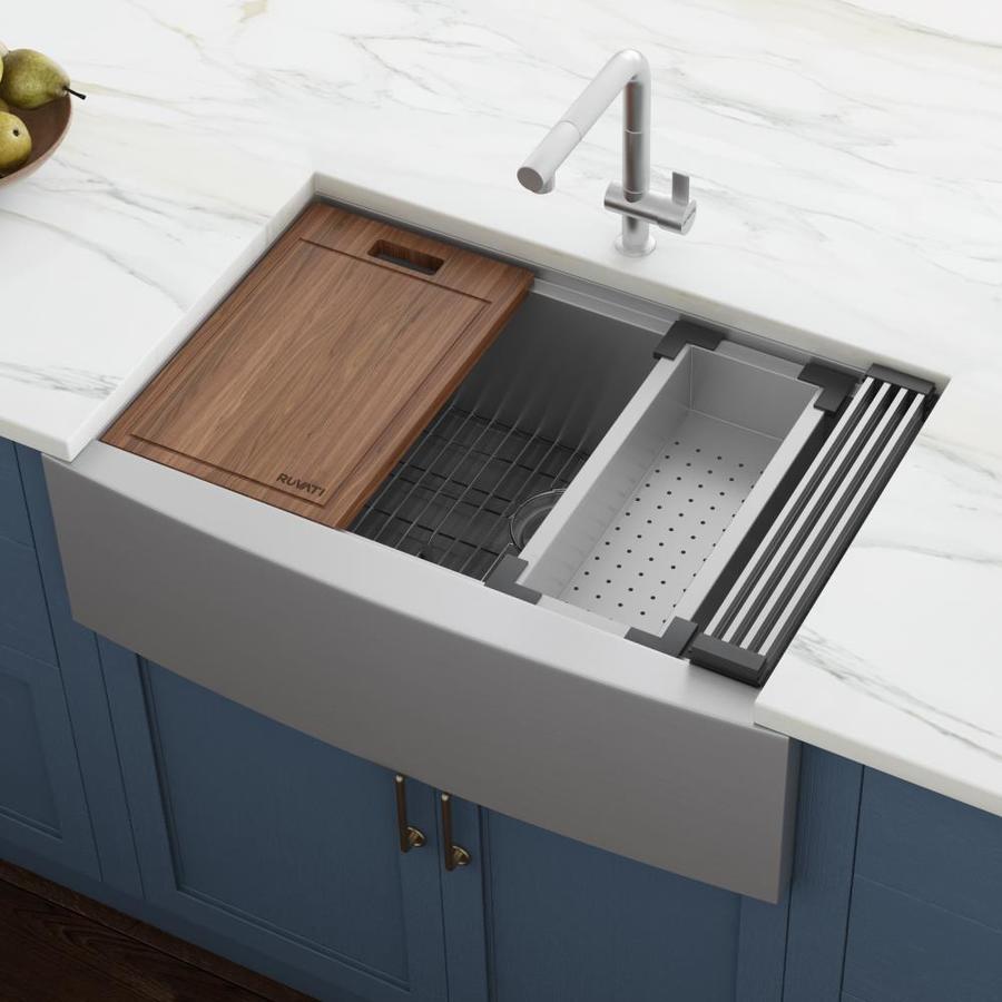 Drop-in apron front/Farmhouse Stainless steel Kitchen Sinks at Lowes.com