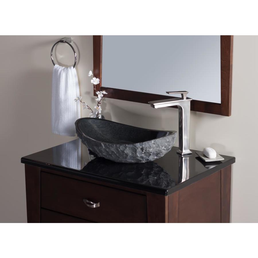 Novatto Natural Black Granite Vessel Oval Bathroom Sink (12-in x 20-in ...