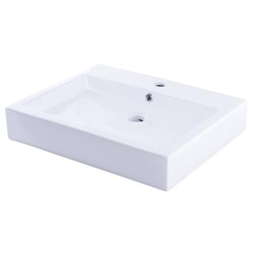 Novatto Rectangular Black/White Porcelain Vessel Rectangular Bathroom Sink (18.25in x 22.25in