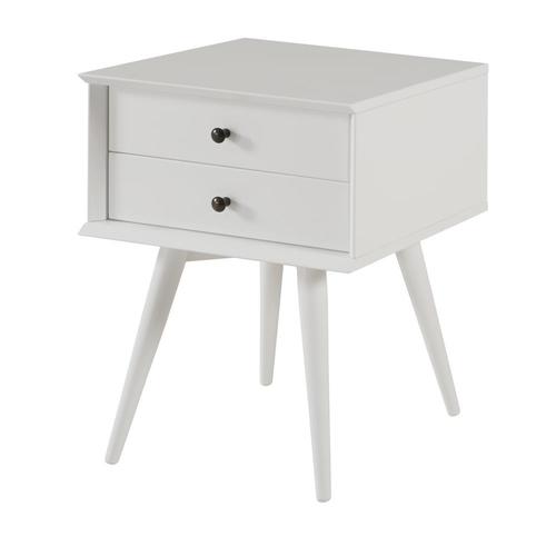 Camaflexi Mid-Century 2 Drawer Night Stand White Finish- Solid Wood at ...