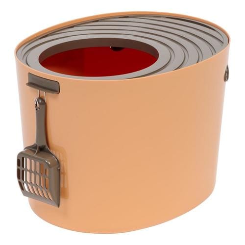 IRIS Medium Top Entry Cat Litter Box, Orange/Brown at
