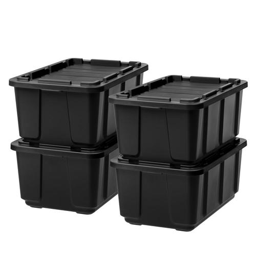 Iris 4 Pack 27 Gallon 108 Quart Black Tote With Standard Snap Lid In The Plastic Storage Totes 