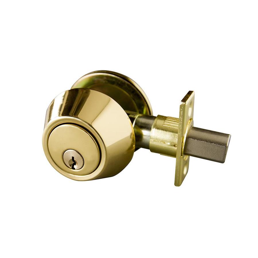 Design House Oil-Rubbed Polished Brass Single Cylinder Deadbolt in the ...