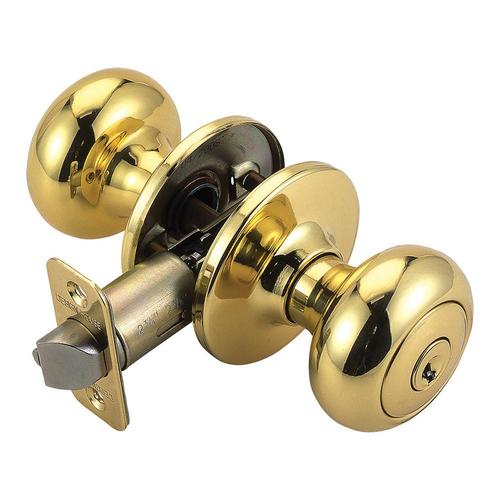 BALL KNOB KEYED ENTRY DOOR LOCK POLISHED BRASS GRADE 2-2-3//8/" Backset