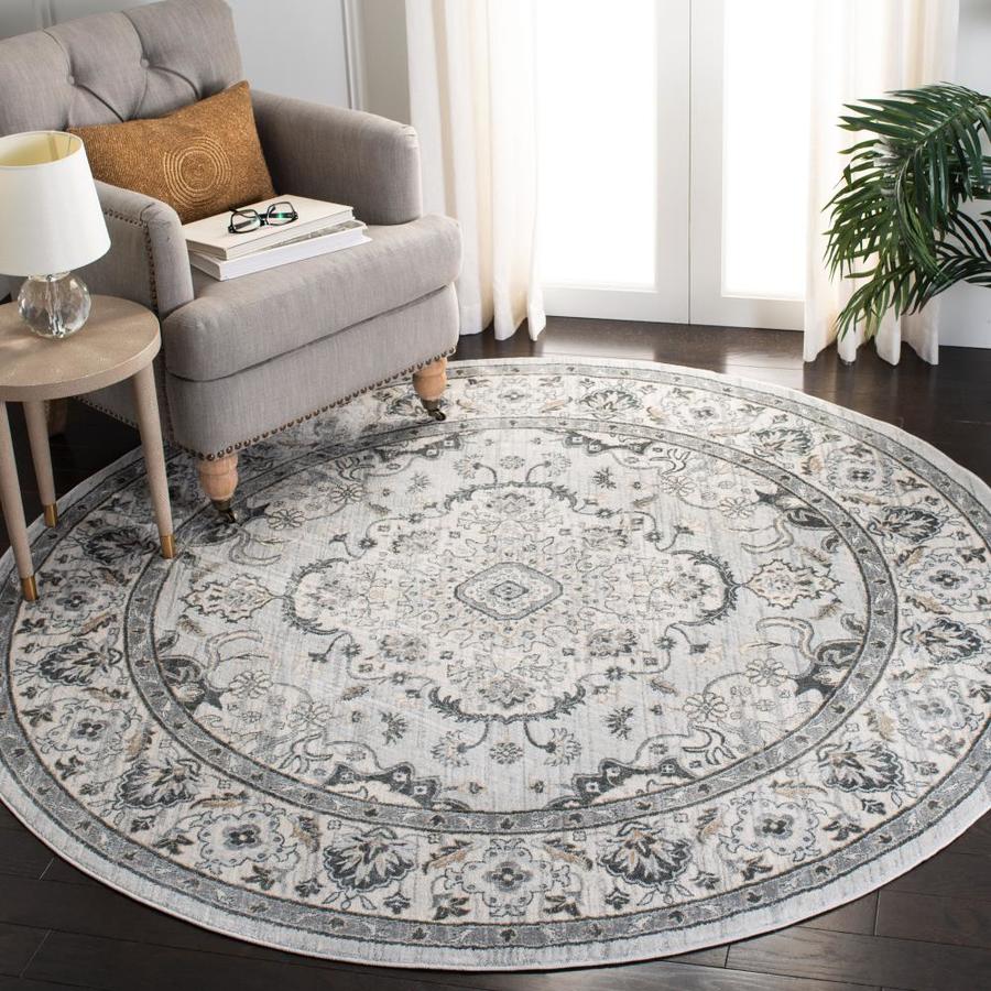 Safavieh Isabella Felipe 7 x 7 Light Gray/Cream Round Indoor Distressed ...