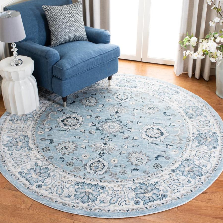 Safavieh Isabella Conil 7 x 7 Light Blue/Cream Round Indoor Distressed ...