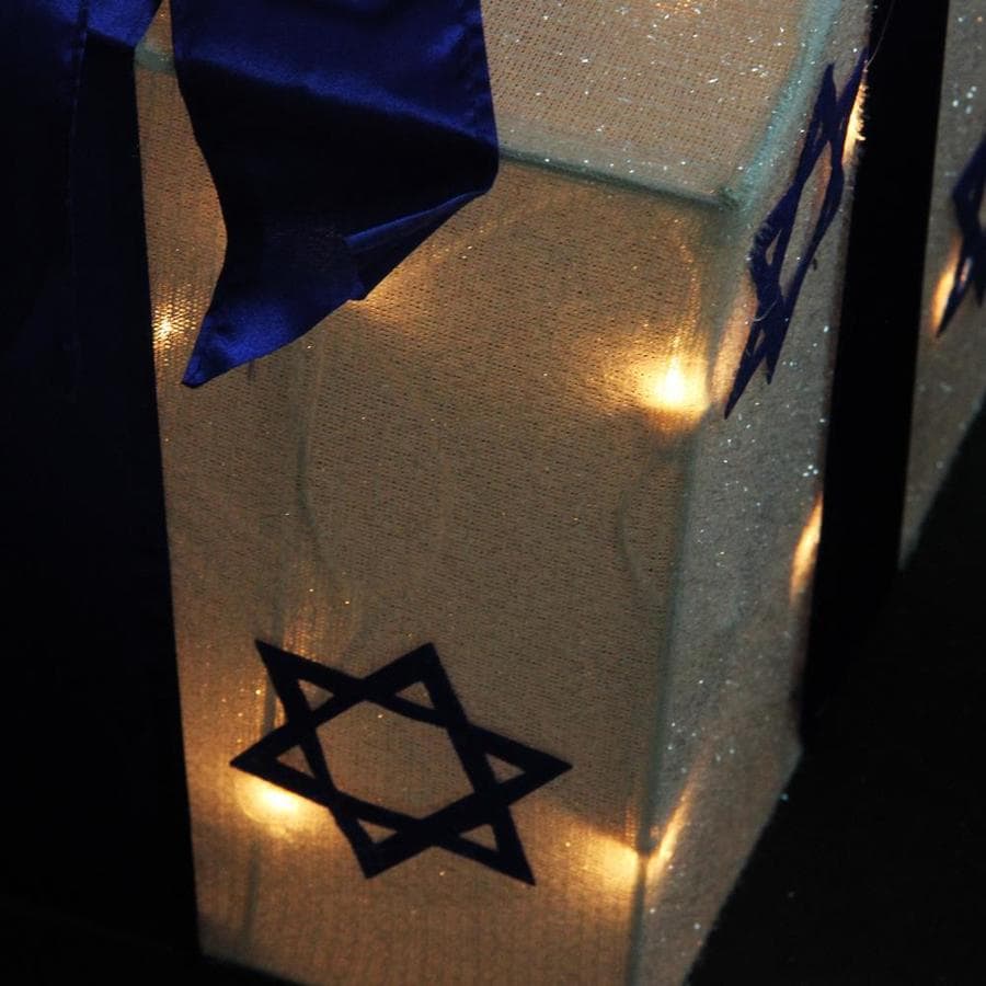 Northlight 3 Piece Lighted White And Blue Gift Box Hanukkah