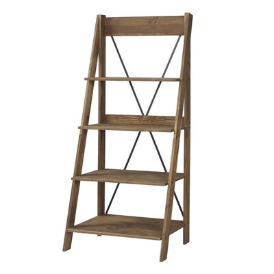 Walker Edison Brown Wood 4 Shelf Ladder Bookcase At Lowes Com