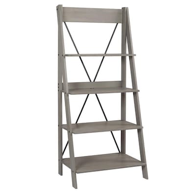Walker Edison Gray Wood 4 Shelf Ladder Bookcase At Lowes Com