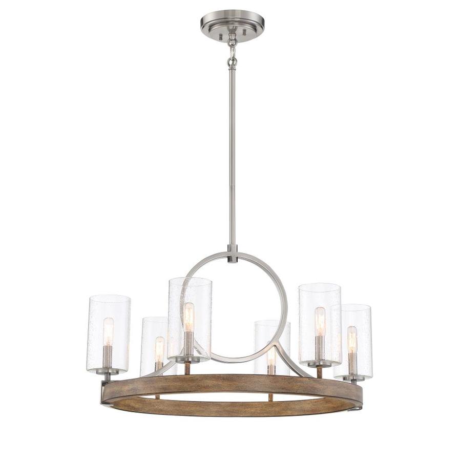 Minka Lavery Country Estates 6 Light Sun Faded Wood With Pewter Transitional Chandelier In The Chandeliers Department At Lowes Com