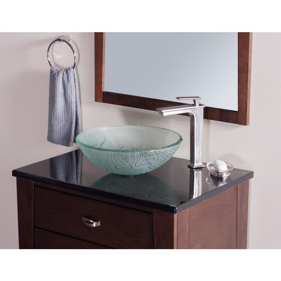 Novatto Gelo Clear Glass Vessel Round Bathroom Sink (16.5-in x 16.5-in ...