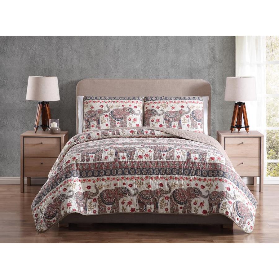 Mhf Home Mhf Home Elephant Print Quilt Set Multi Cotton Reversible