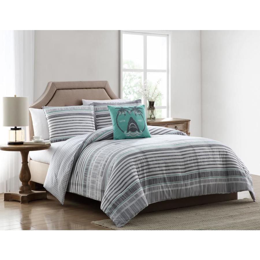 Mhf Home Mhf Home Harvey Grey Striped Comforter Set Gray Polyester