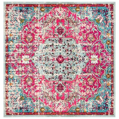 Safavieh Madison Sudbury 5 x Fuchsia/Teal Square Indoor Distressed/Overdyed Vintage Area Rug Safavieh Madison Sudbury 5 x Fuchsia/Teal Square Indoor Distressed/Overdyed Vintage Area Rug