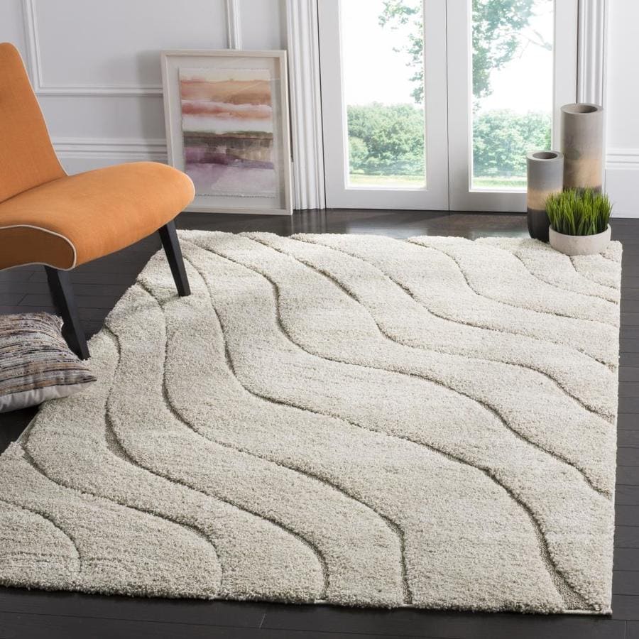 Safavieh Florida Waves Shag 10 x 13 Cream/Beige Abstract Area Rug in ...