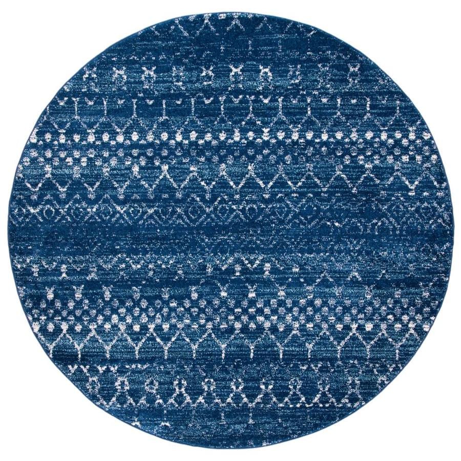 Safavieh Tulum Belen 7 X 7 Blue Ivory Round Indoor Abstract Moroccan Area Rug In The Rugs Department At Lowes Com