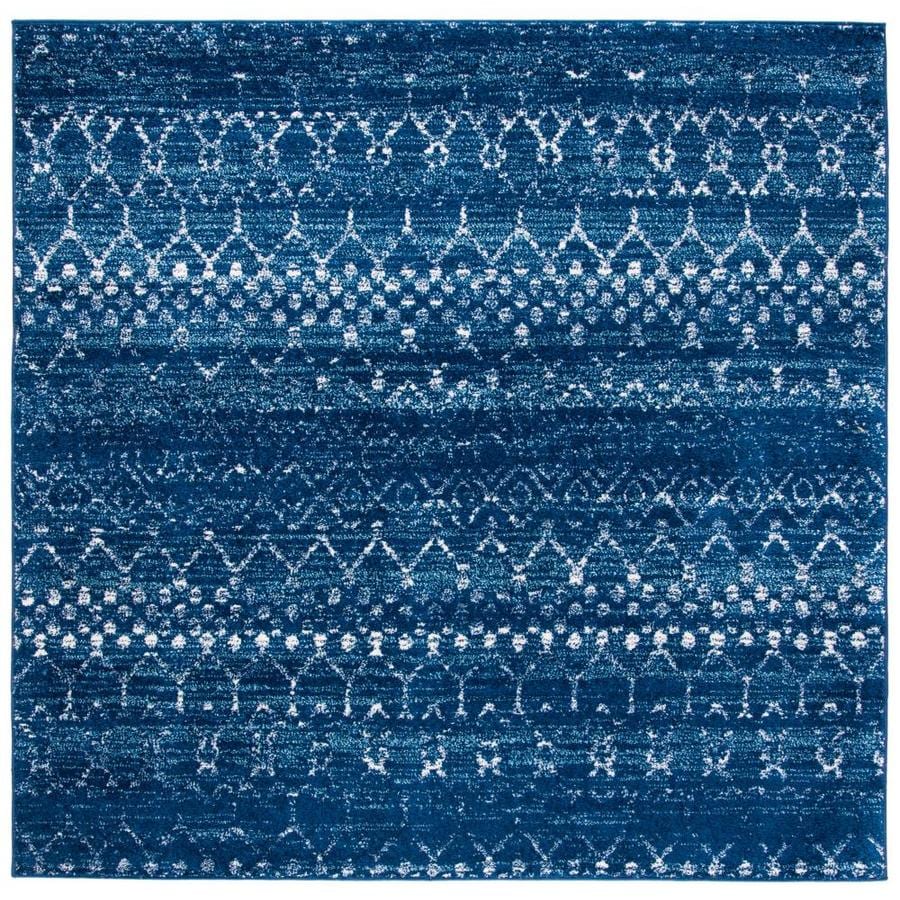 Safavieh Tulum Belen 7 X 7 Blue Ivory Square Abstract Moroccan Area Rug In The Rugs Department At Lowes Com
