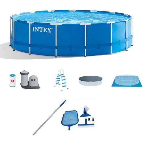 Intex 15-ft X 15-ft X 48-in Round Above-Ground Pool In The Above-Ground ...