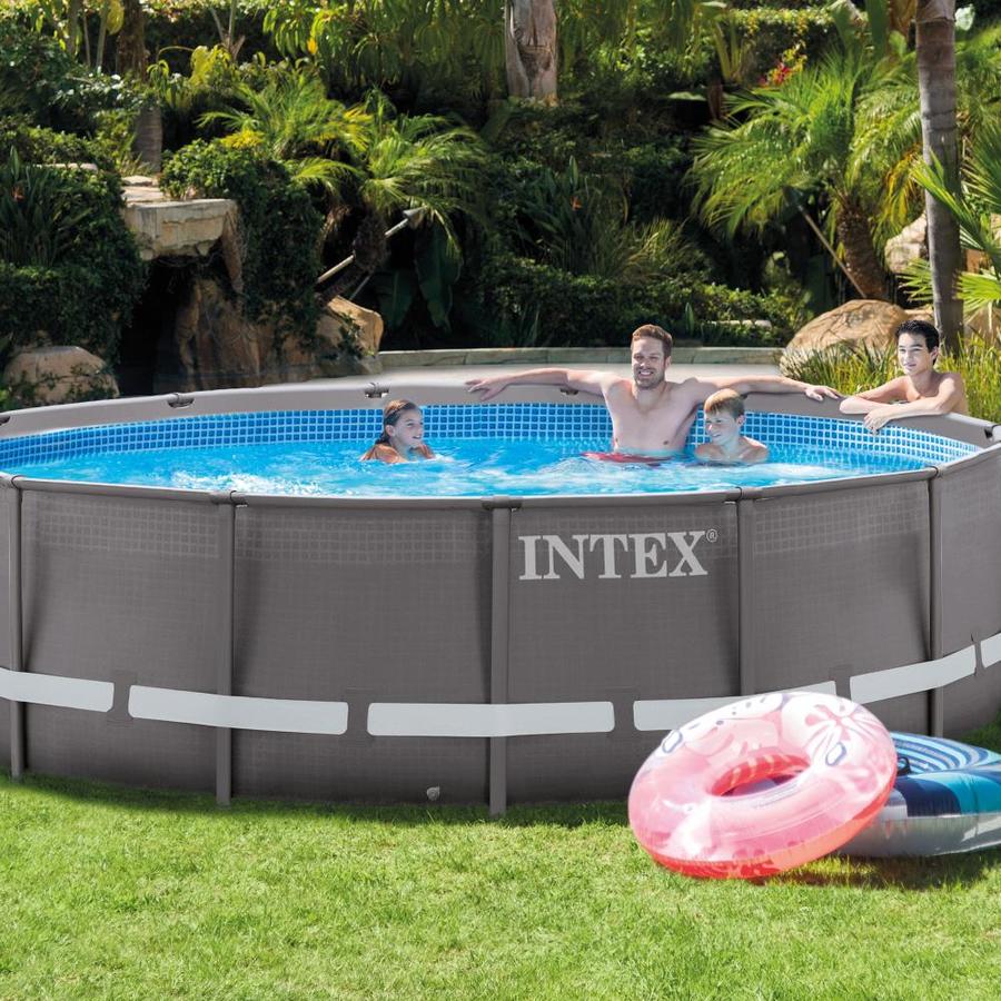 Intex 14-ft x 14-ft x 42-in Round Above-Ground Pool in the Above-Ground ...