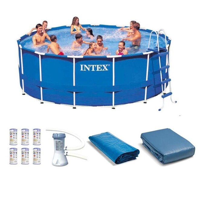 intex 15 ft x 15 ft x 48 in round above ground pool in the above ground pools department at lowes com
