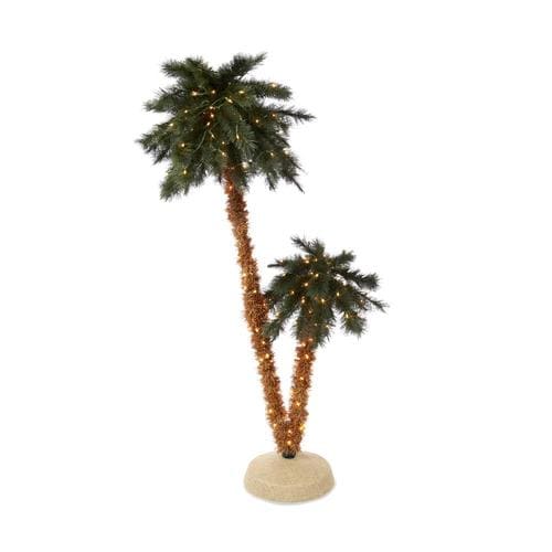 Home Heritage 6-ft Pre-Lit Palm Slim Artificial Christmas Tree with 255 ...