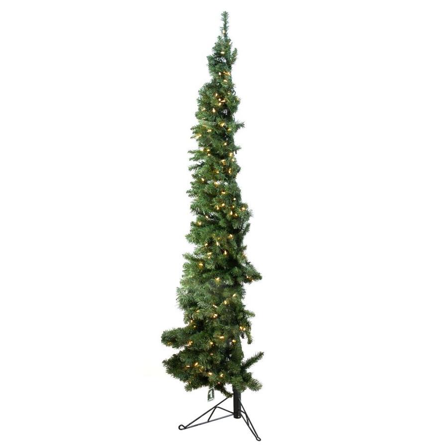 Home Heritage 7-ft Pre-Lit Slim Artificial Christmas Tree with 150 ...