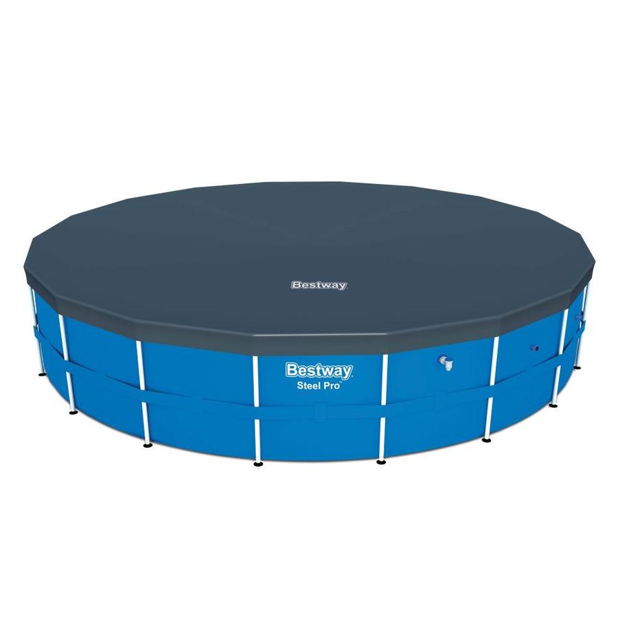 Pool Covers & Rollers Bestway 58248 Round PVC 14 Foot Pool Cover for Above Ground Pro Frame
