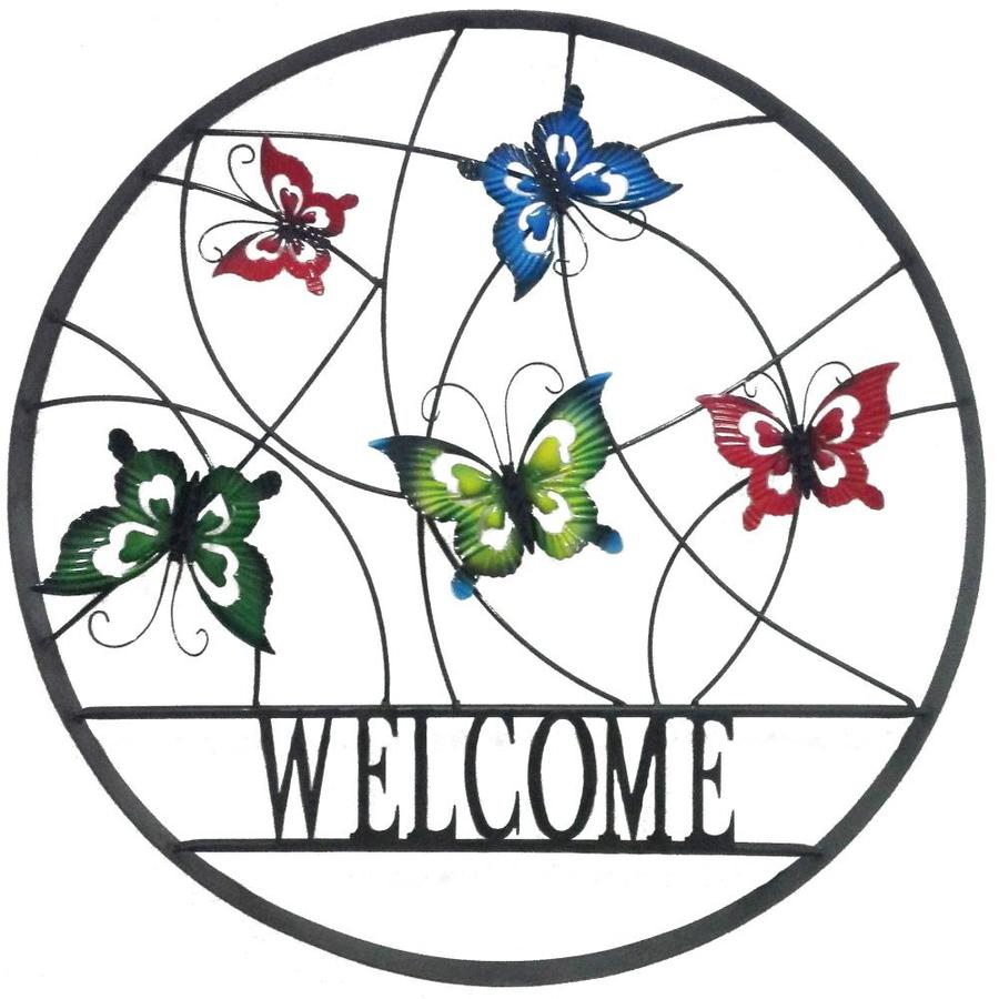 Backyard Expressions Backyard Expressions Metal Butterfly Welcome Wheel- Black