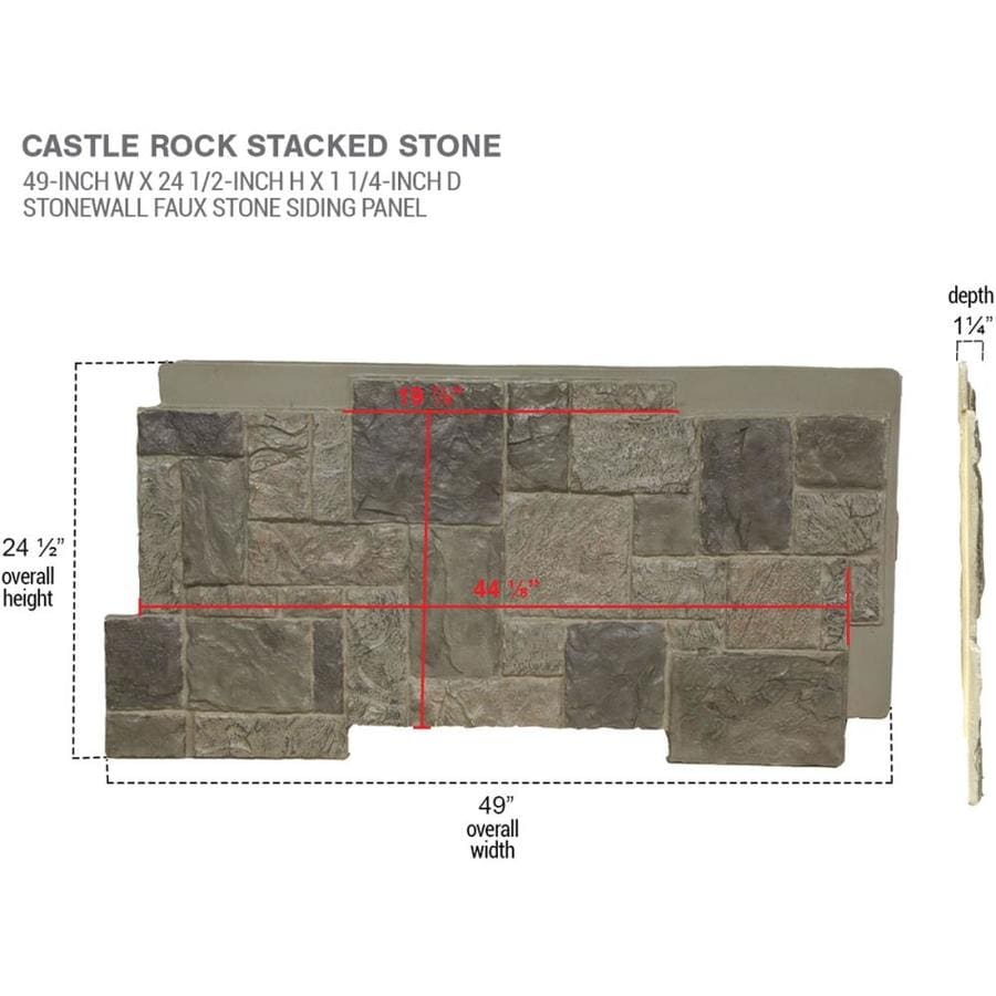 Ekena Millwork Castle Rock Stacked Stone 8-sq ft Smokey Ridge Faux ...