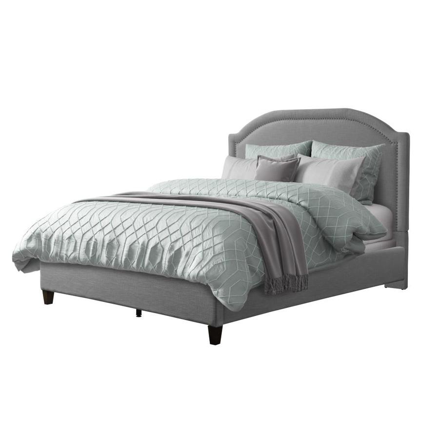 CorLiving Florence Light Grey King Upholstered Bed in the Beds