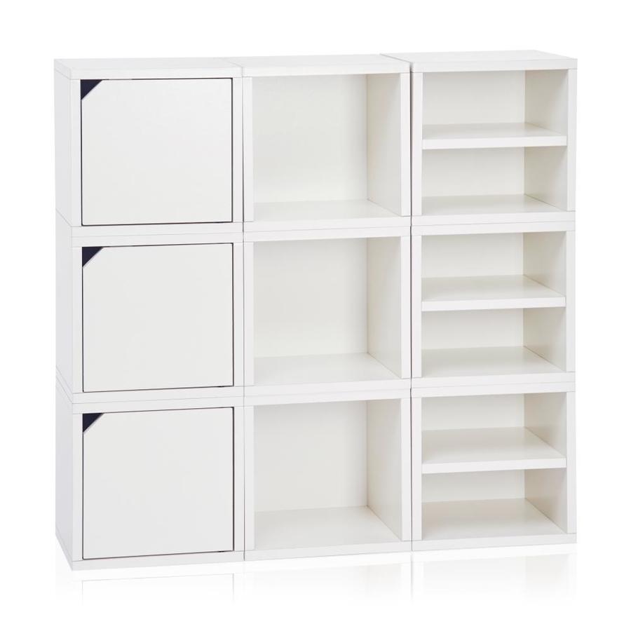 Way Basics 9 Compartment White Stackable Recycled Paperboard Cube