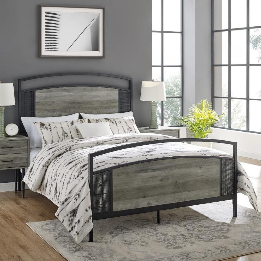 Walker Edison Gray Wash Queen Panel Bed in the Beds department at Lowes.com