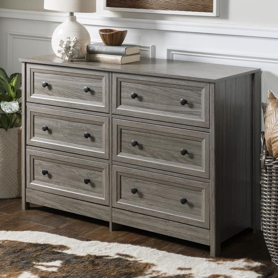 Walker Edison Slate Gray 6-Drawer Dresser in the Dressers department at ...